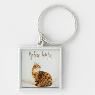Cat Lover, Cute Kitten Meme, Mitt spädbarn har Päl Fyrkantig Silverfärgad Nyckelring