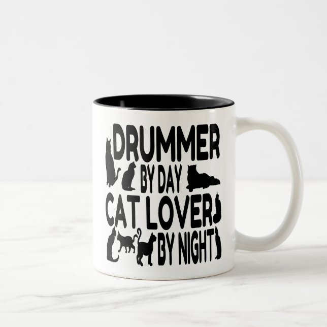 Cat Lover Drummer Två-Tonad Mugg (Höger)