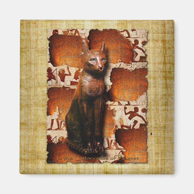 "CAT LOVER" Egyptiska Bastet Cat Magnet (Framsidan)