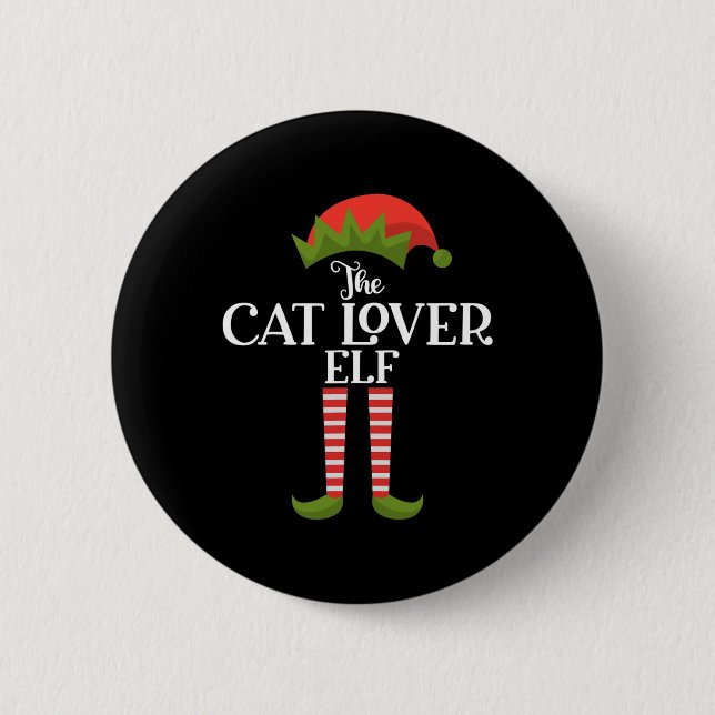 Cat Lover Elf Julafton Funny Family Matching Group Knapp (Framsida)