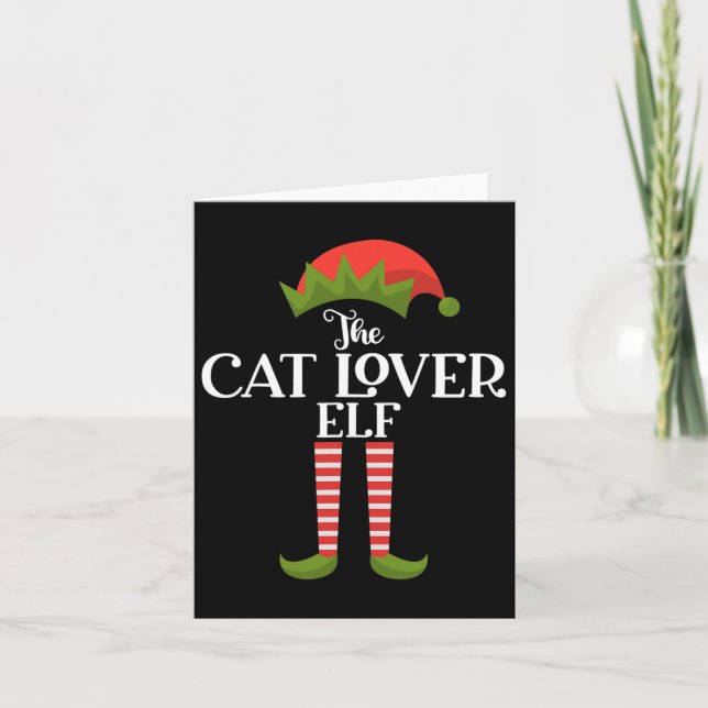 Cat Lover Elf Julafton Funny Family Matching Group Kort (Framsida)