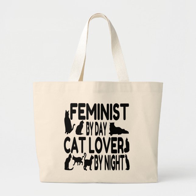 Cat Lover Feminist Jumbo Tygkasse (Framsidan)