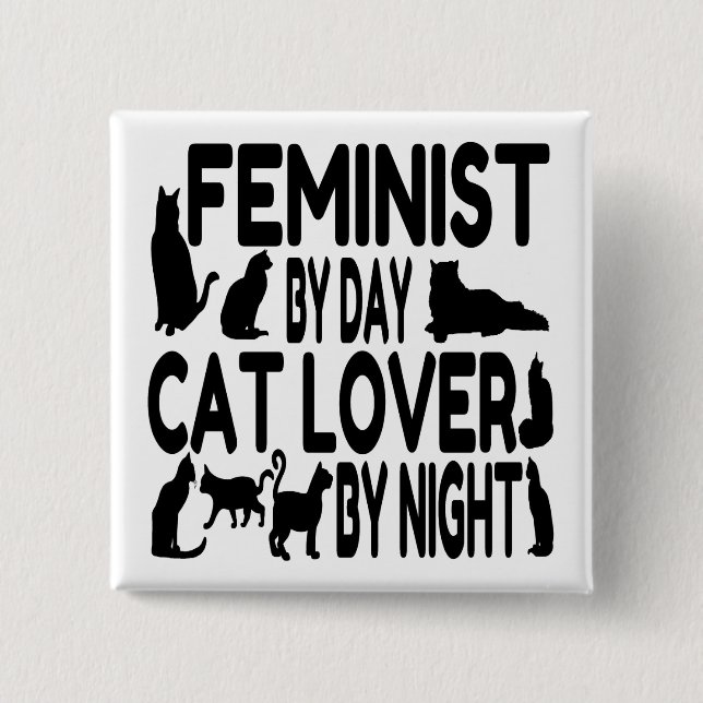 Cat Lover Feminist Knapp (Framsida)
