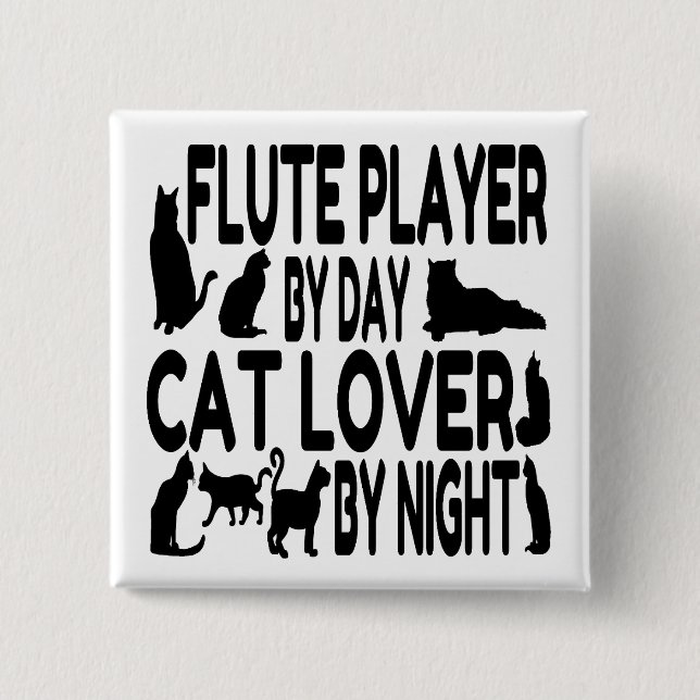 Cat Lover Flute Player Knapp (Framsida)