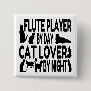 Cat Lover Flute Player Knapp