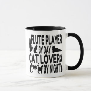 Cat Lover Flute Player Mugg