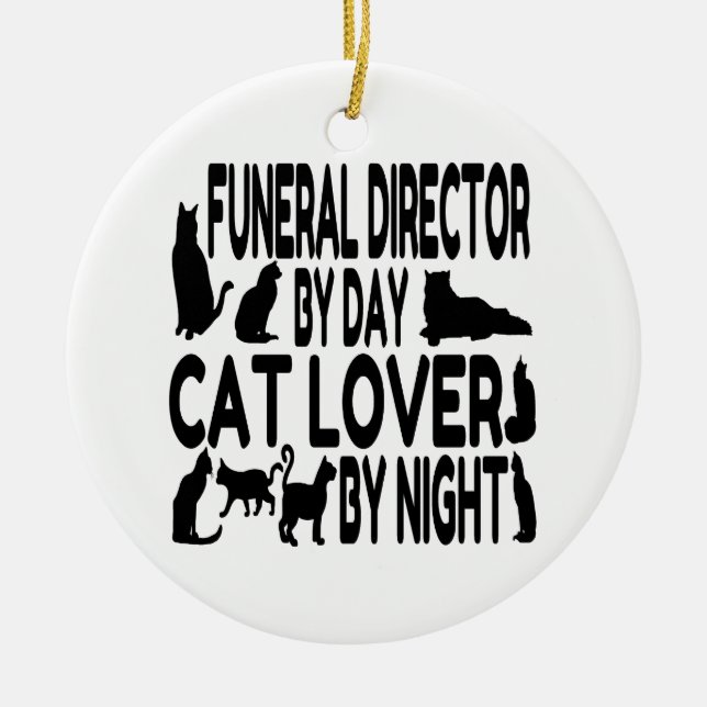 Cat Lover Funeral Director Julgransprydnad Keramik (Framsidan)