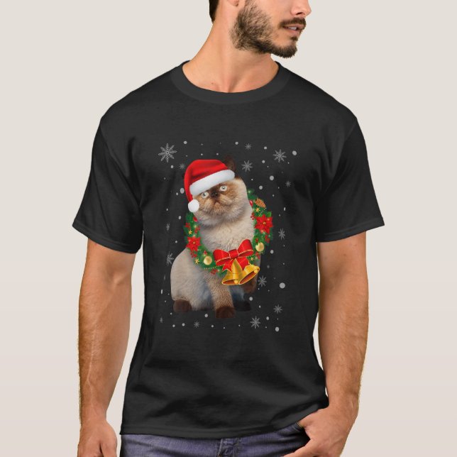 Cat Lover Funny Himalayan Träd Julljus T Shirt (Framsida)
