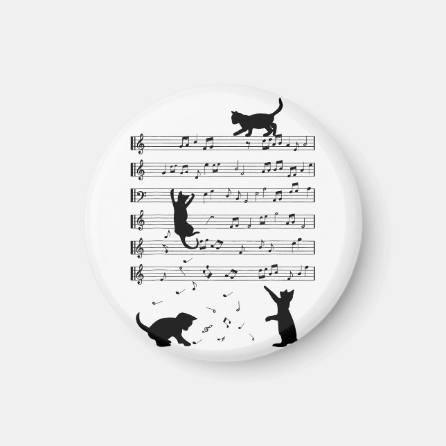Cat Lover Funny Pianist Piano Älskare Magnet (Framsidan)