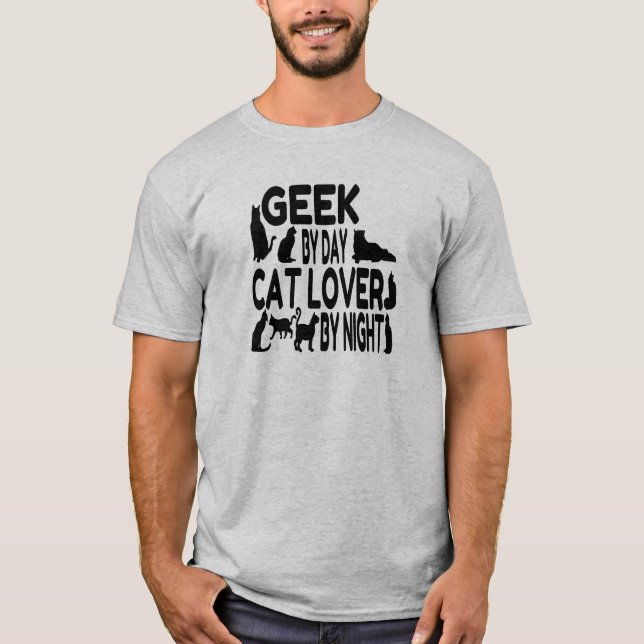 Cat Lover Geek T-shirt (Framsida)