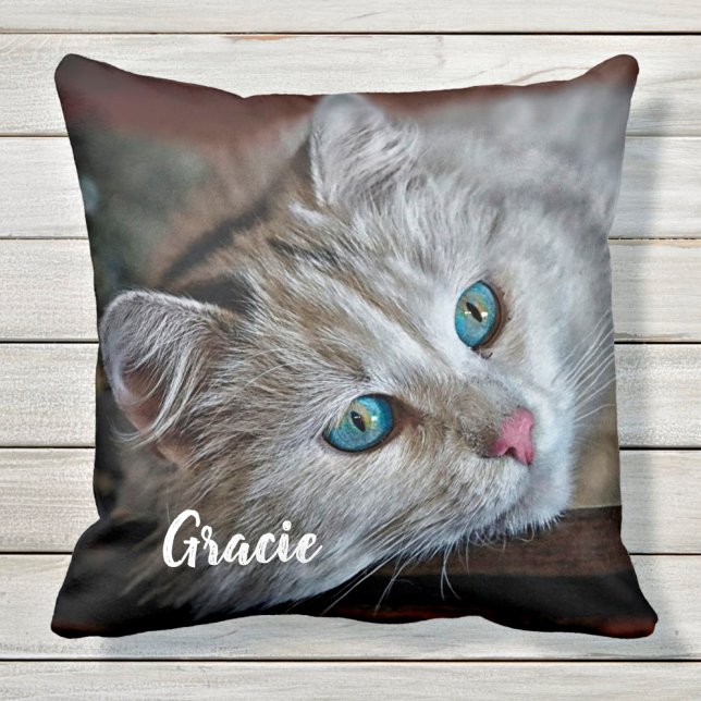 Cat Lover Gift - Anpassningsbar Pet Photo Keepsak  Kudde (Skapare uppladdad)
