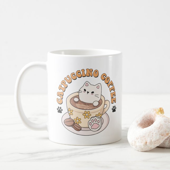 Cat Lover Gift, Catpuccino Coffee Funny Quotes Kaffemugg (Med munk)