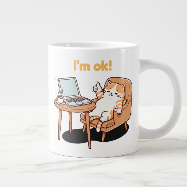 cat lover gift i'm ok jumbo mugg (Höger)