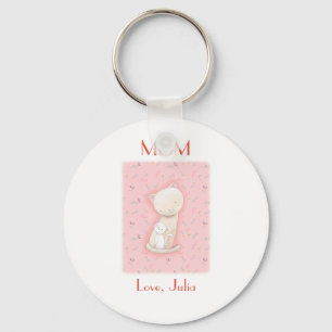 Cat Lover Gift Mamma cat och baby Custom Name Nyckelring