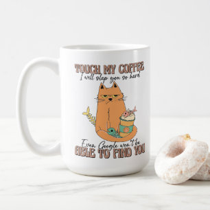 Cat Lover Gift, rör på mitt kaffe jag ska sno dig. Kaffemugg