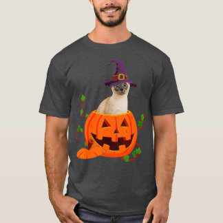 Cat Lover Gifts Funny Siamese Pumpkin Halloween T Shirt