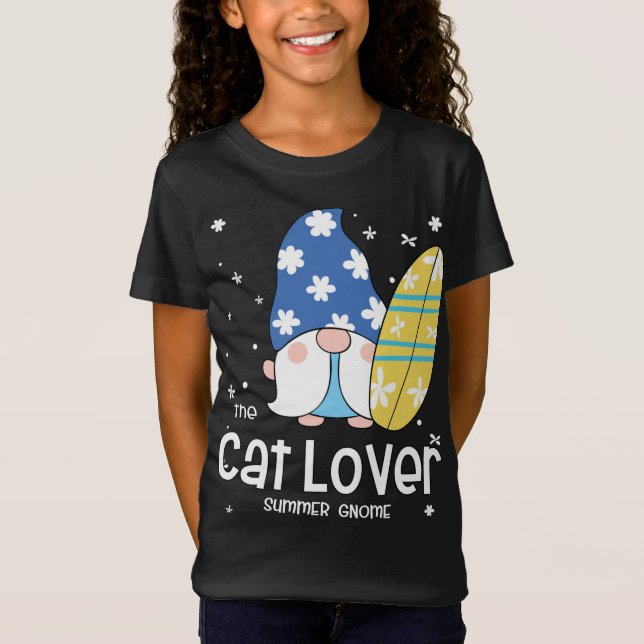 Cat Lover Gnome, underbart sommarmatchning för fam T Shirt (Framsida)