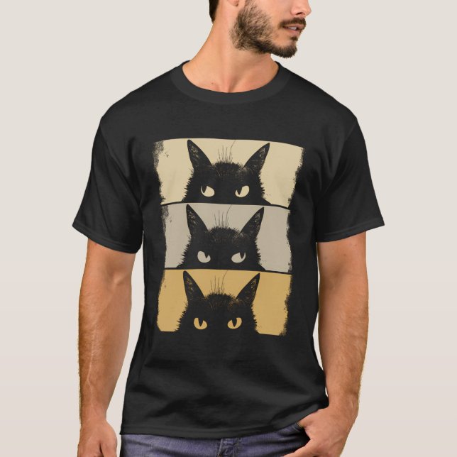 Cat Lover Grumpy Black Kitten Cat Mamma Cat Pappa T Shirt (Framsida)