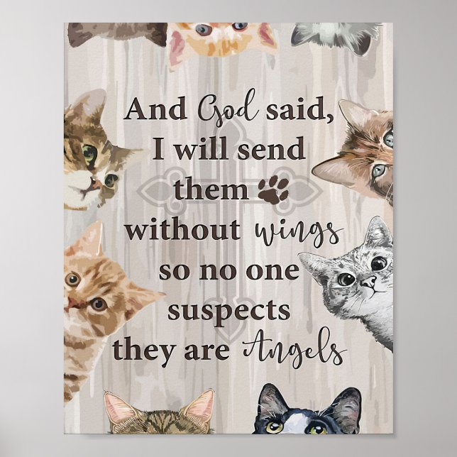 Cat Lover Gud skickar mig katter Poster (Framsidan)