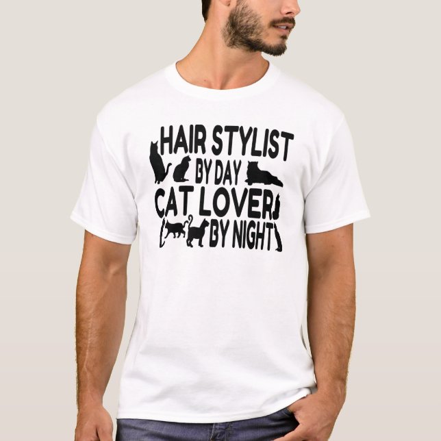 Cat Lover Hair Stylist T-shirt (Framsida)