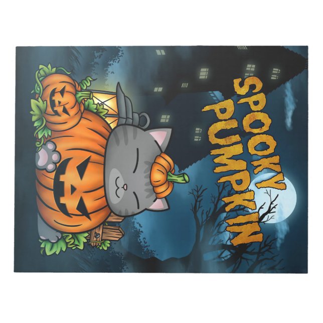 Cat Lover Halloween Cat Pumpkin Anteckningsblock (Framsida)