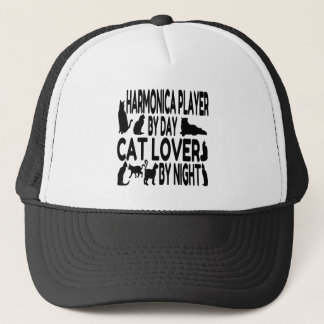 Cat Lover Harmonica Player Truckerkeps
