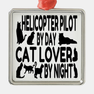 Cat Lover-helikopterpilot Julgransprydnad Metall