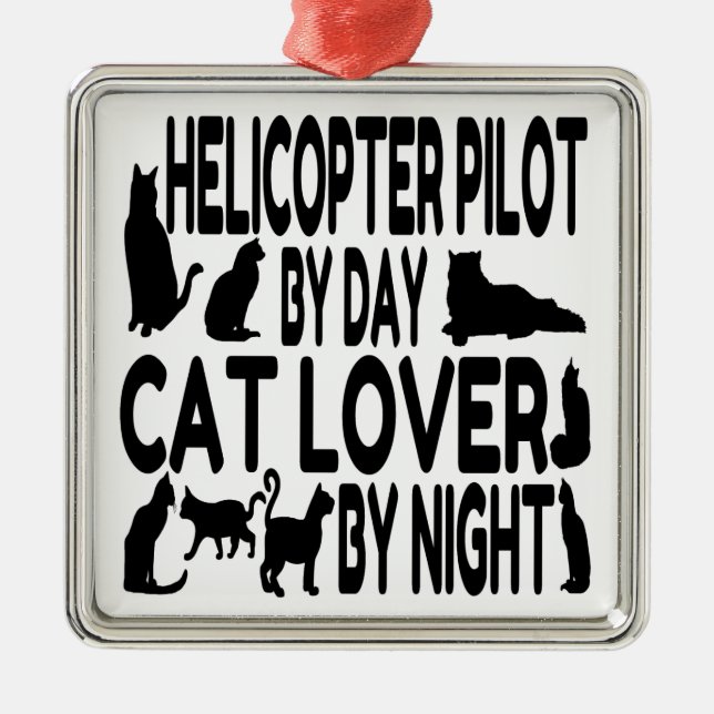 Cat Lover-helikopterpilot Julgransprydnad Metall (Framsidan)