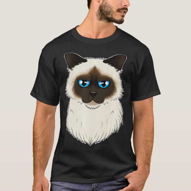 Cat Lover I Cat Ansikte I Birman Cat roligt  T Shirt (Framsida)