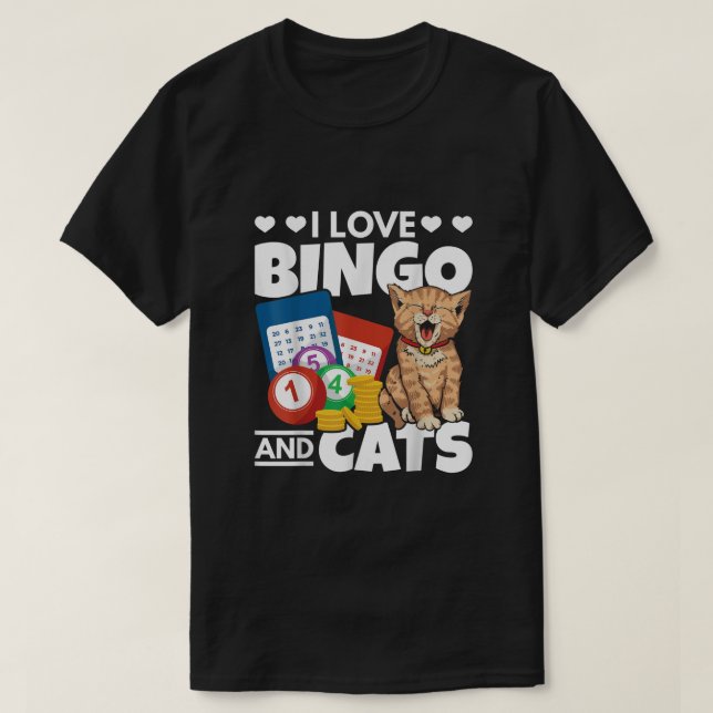 Cat Lover i Kärlek Bingo och Cats Gambling Bingo P T Shirt (Design framsida)