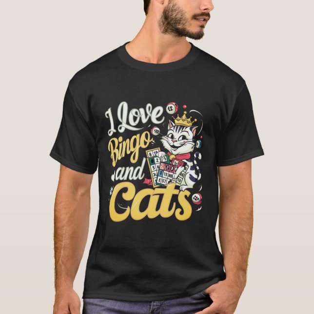 Cat Lover i Kärlek Bingo och Cats Gambling Bingo T Shirt (Framsida)