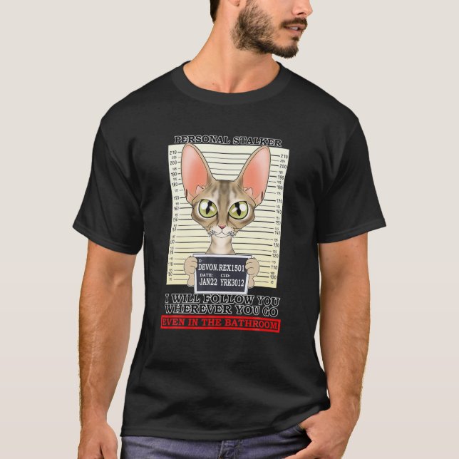 Cat Lover I Personal Stalker I Devon Rex Cat T Shirt (Framsida)
