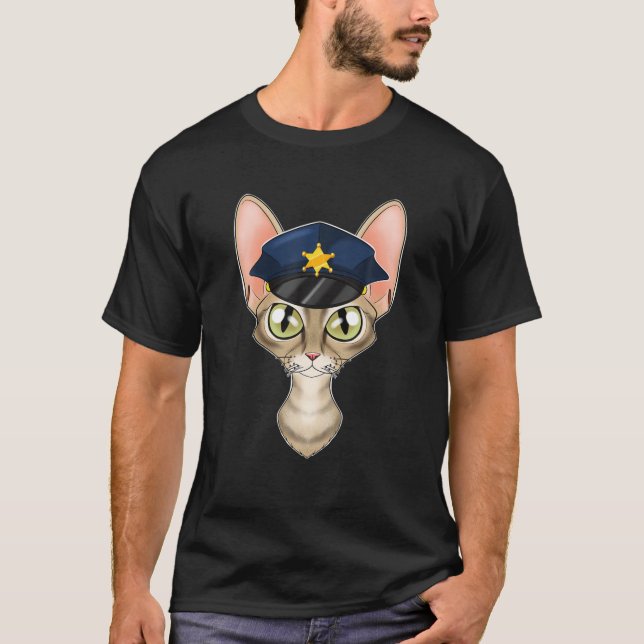 Cat Lover I polis I polis Devon Rex Cat T Shirt (Framsida)
