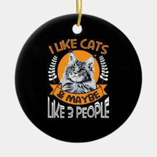 Cat Lover jag gillar katter och tre personer Julgransprydnad Keramik