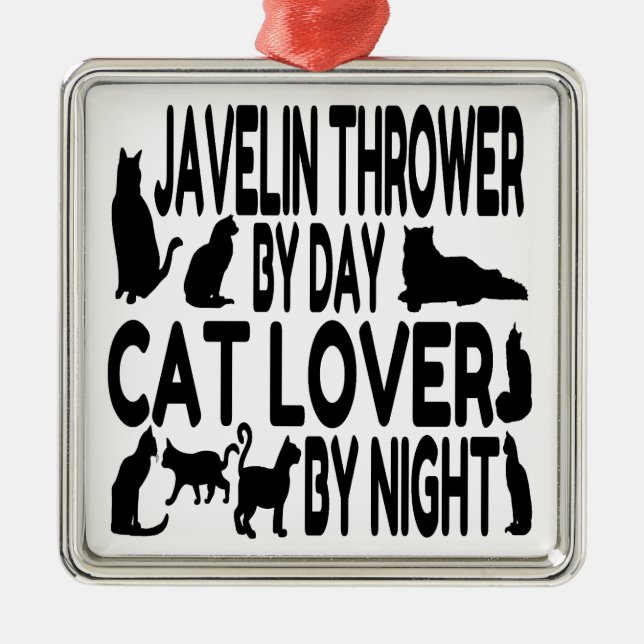 Cat Lover Javelin Thrower Julgransprydnad Metall (Framsidan)