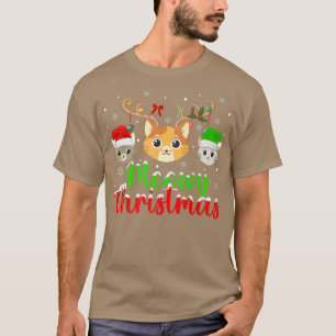 Cat Lover Julafton Ljus Reindeer Santa Meowy Cat C T Shirt