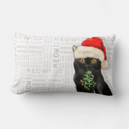 Cat Lover-julens svarta Bombay Santa Kattunge Lumbarkudde