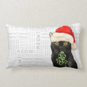 Cat Lover-julens svarta Bombay Santa Kattunge Lumbarkudde