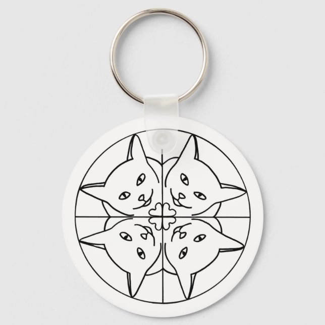 Cat Lover Kaleidoscope Cats Hearts Nyckelring (Framsida)