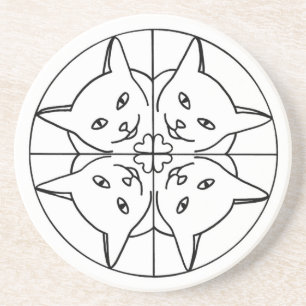 Cat Lover Kaleidoscope Cats Hearts Underlägg Sandsten
