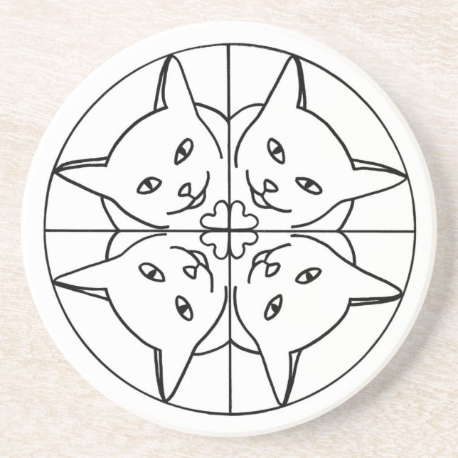 Cat Lover Kaleidoscope Cats Hearts Underlägg Sandsten (Framsidan)