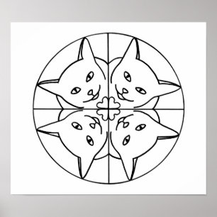 Cat Lover Kaleidoscope Katt Hearts kontur Poster
