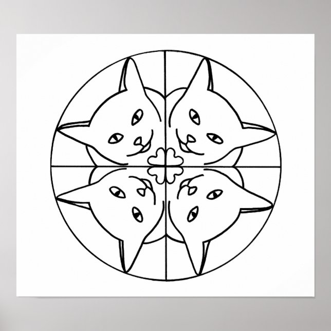 Cat Lover Kaleidoscope Katt Hearts kontur Poster (Framsidan)