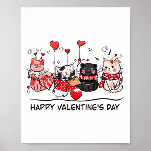 Cat Lover Kitten Lycklig Alla hjärtans dag Manar W Poster
