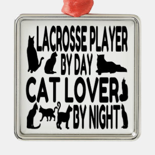 Cat Lover Lacrosse Player Julgransprydnad Metall
