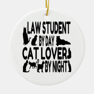 Cat Lover Law Student Julgransprydnad Keramik
