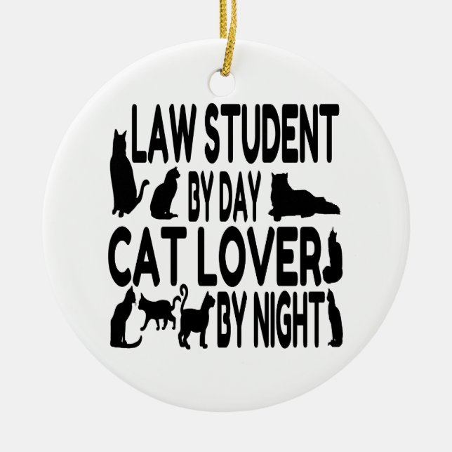 Cat Lover Law Student Julgransprydnad Keramik (Framsidan)