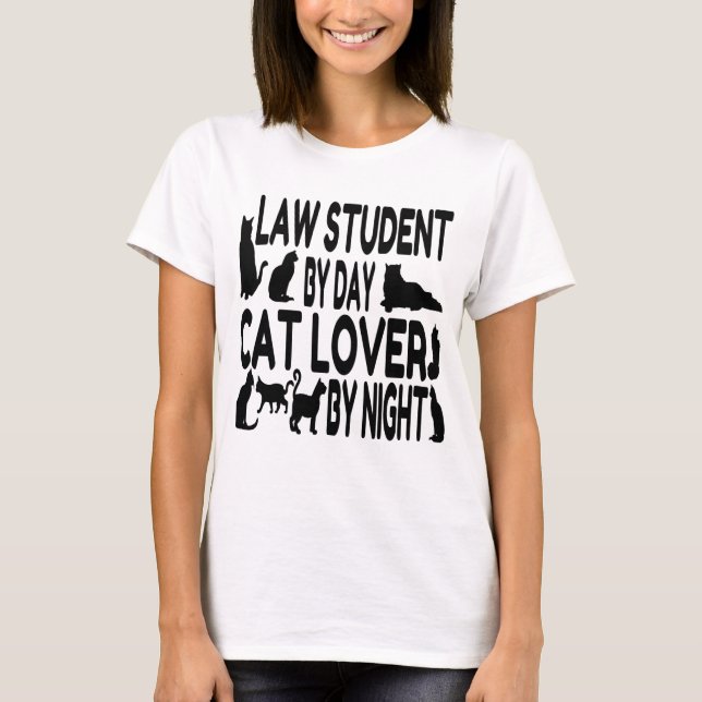 Cat Lover Law Student Tee Shirt (Framsida)