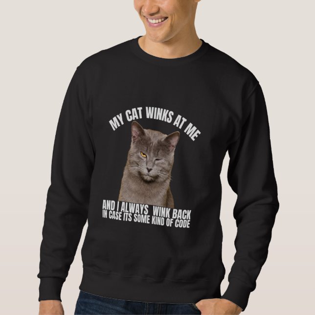 Cat Lover Lover, min katt vinkar ibland mig Lång Ärmad Tröja (Framsida)