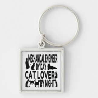 Cat Lover Mechanical Ingenjör Fyrkantig Silverfärgad Nyckelring